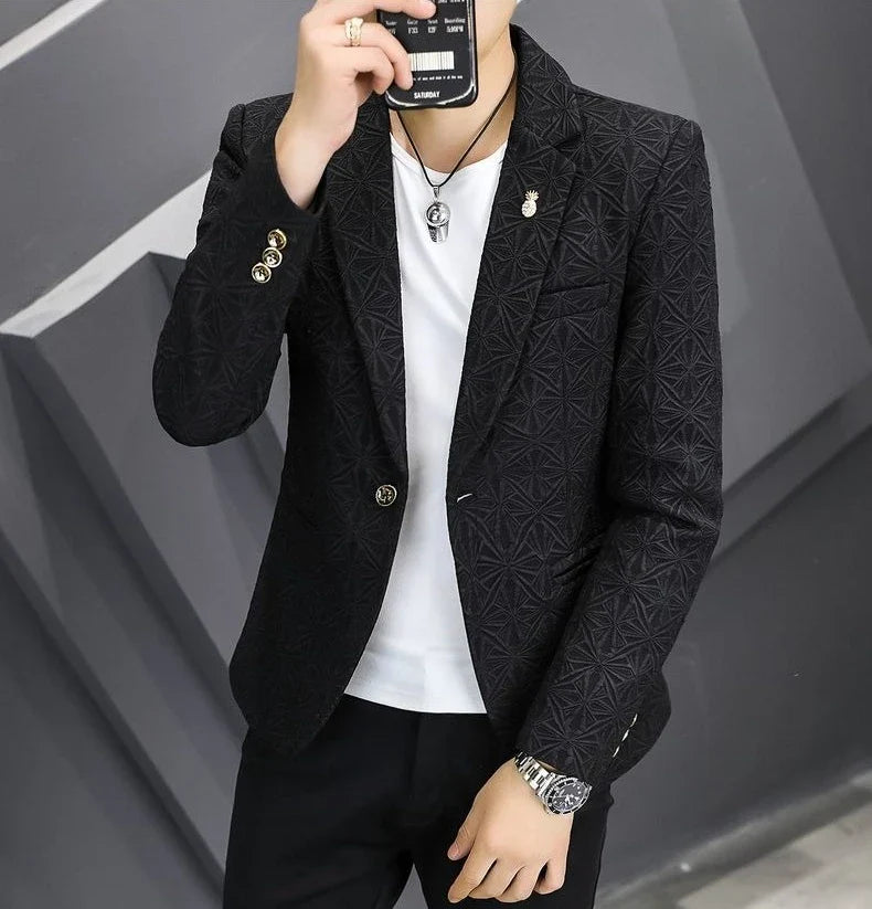 Men's Slim Fit Blazer – Single Button Casual Suit Jacket for Autumn & Winter