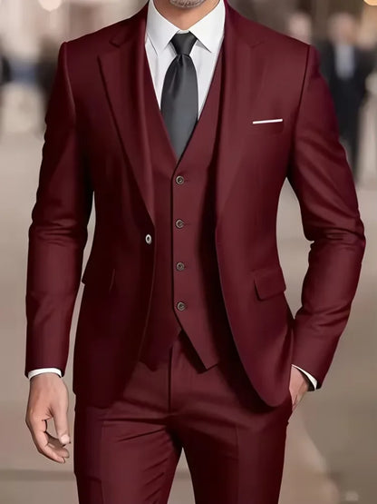3 Piece Khaki Groom Tuxedo Men Suits for Wedding Business Notch Lapel Blazer Costume Homme Party Suits(Jacket+Vest+Pants)