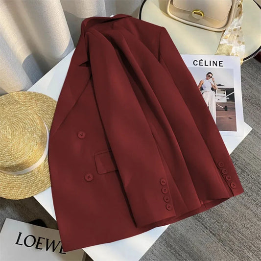 Women's Casual Long Sleeve Blazer Spring Autumn Korean Fashion Loose Office Coat Versatile Popular Spring Autumn Blazer