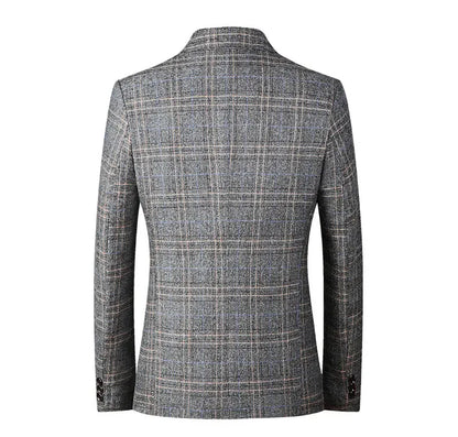 New Men's Plaid Blazer Male Suit Jacket Classic Slim Business Casual Blazers Men Clothing Wedding Suit Coats 4XL