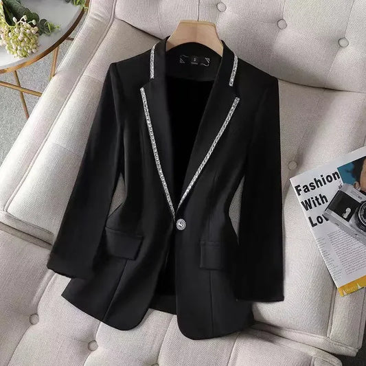 Sequin Female Coats and Jackets Long Sleeve Outerwear Glitter Spring Autumn Outdoor 2025 New Collection In Bring Women's Blazers
