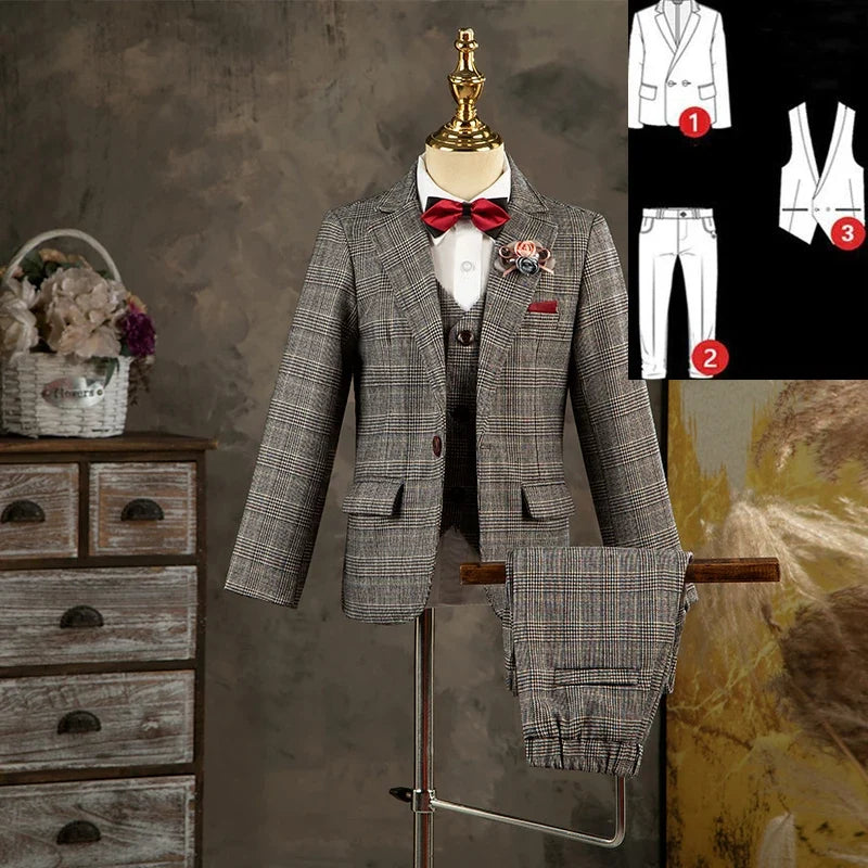 Children 2 Year Birthday Party Wedding Wear Suit For Boys Gentleman Kids Violin Dance Show Set Child Performence Tuxedo Dress