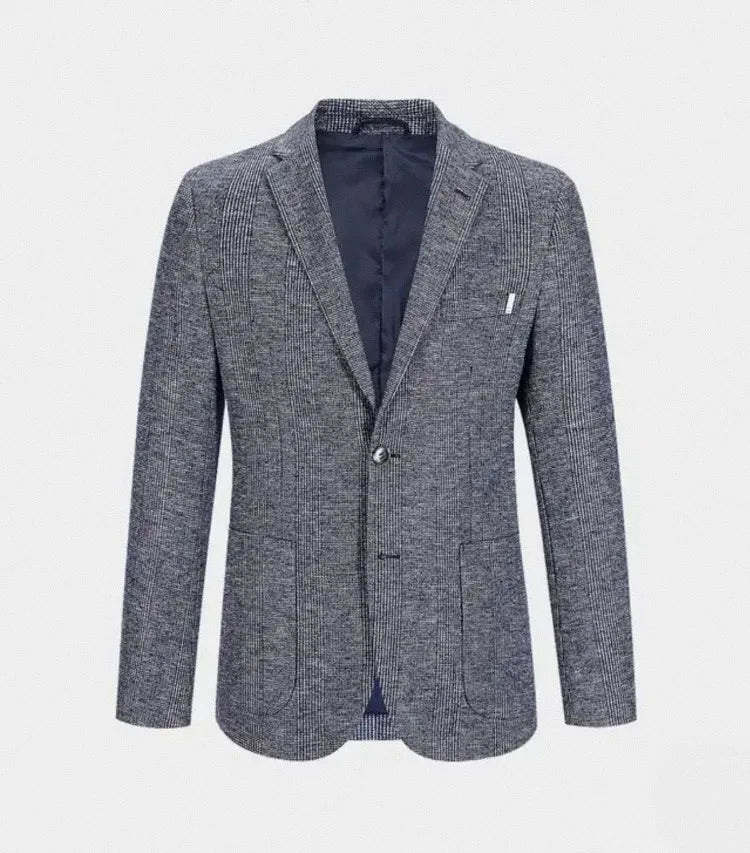 Wool Blend Classic Fashion Patterned Tweed Single-Breasted Blazer Jacket
