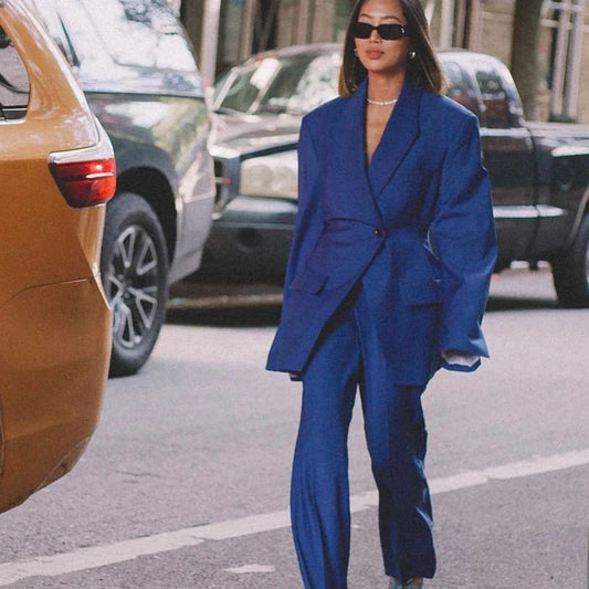 Casual Women's Suit Slim Fit Two Piece Pants Set Distinctive Collar Detailing Professional Business Workwear Daily Office Outfit
