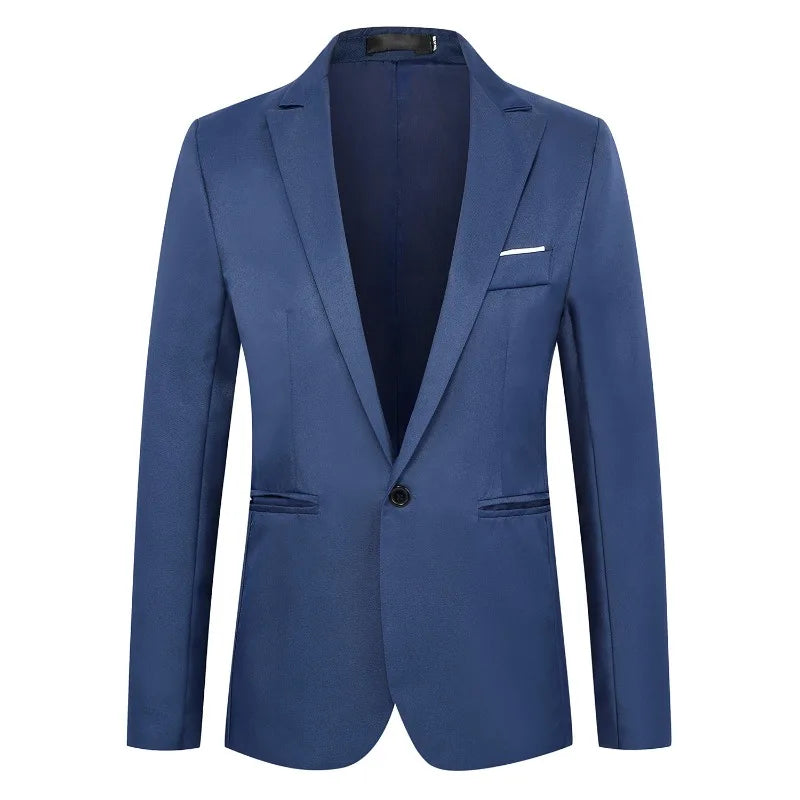 KIDWHXR Man Suit Jacket Slim Solid Single-breasted Suits Coats Men Long Sleeve Formal Business Party Wedding Blazer for Male