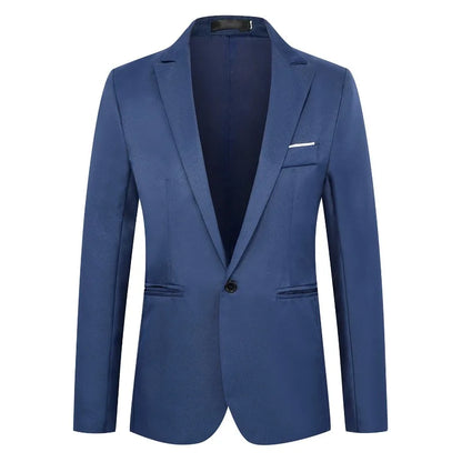 KIDWHXR Man Suit Jacket Slim Solid Single-breasted Suits Coats Men Long Sleeve Formal Business Party Wedding Blazer for Male