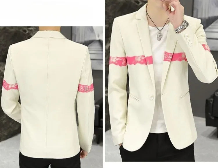 New Trendy Versatile Fashion Solid Color Korean Style Blazer Spring Autumn Casual Men's Slim Fit Handsome Suit Jacket Outerwear