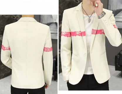 New Trendy Versatile Fashion Solid Color Korean Style Blazer Spring Autumn Casual Men's Slim Fit Handsome Suit Jacket Outerwear