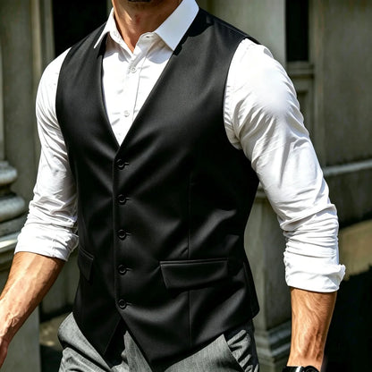 Men's Formal Vest – Single Breasted V-Neck Suit Waistcoat for Weddings and Events