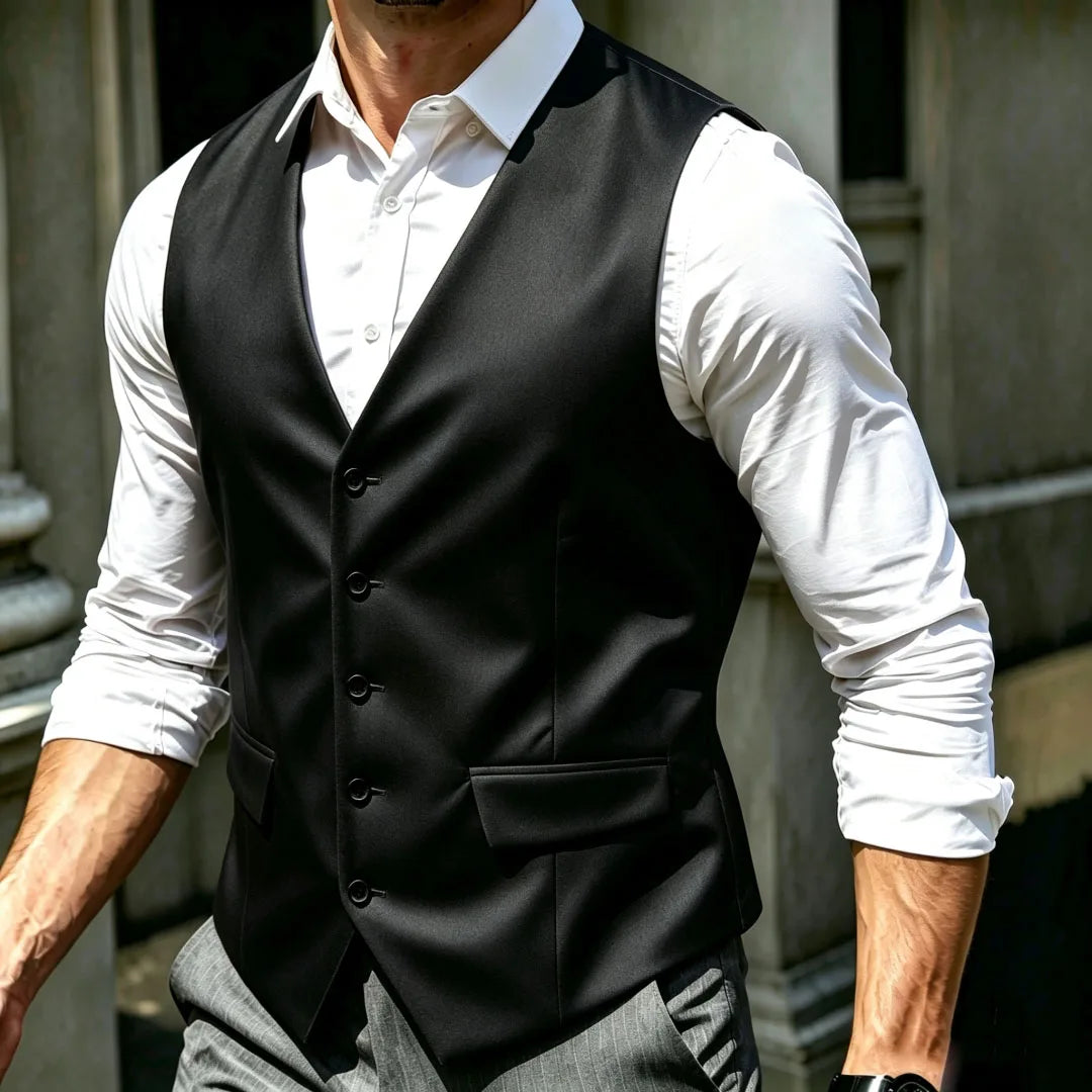 Men's Formal Vest – Single Breasted V-Neck Suit Waistcoat for Weddings and Events