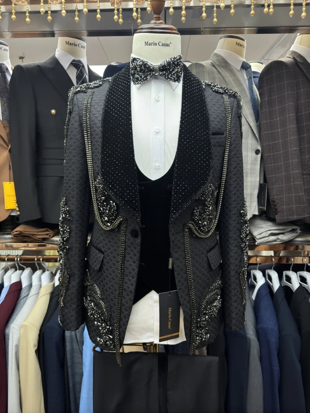 New Expensive Embroidery Beaded Man Suit Dancing Prom Wear Handsome Classic Shawl Lapel Men's Suit Set Wedding Groom Sets