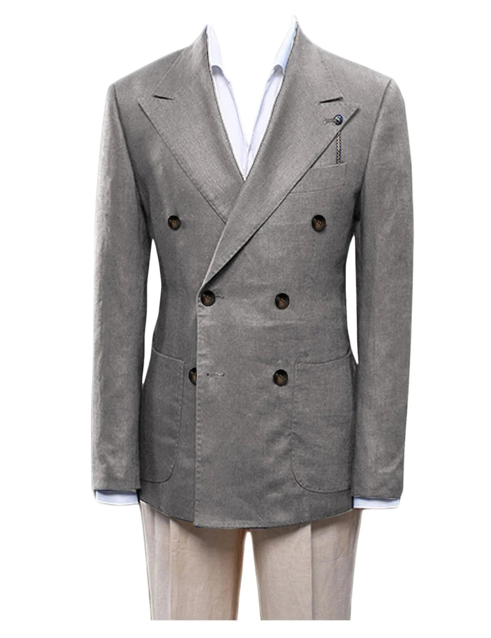 Men's Linen Blazer Notch Lapel Slim Fit Double Breasted Lightweight Breathable Suit Jacket Casual Business Coat for Daily Wear