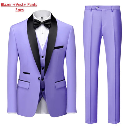 Men's Slim Fit Formal Suit Set – Blazer, Vest & Pants for Weddings & Parties