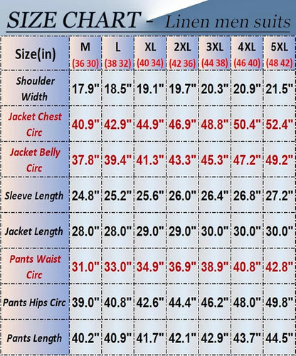 Linen Suits for Men Retro Casual Slim Fit Suit Beach Prom Dress Tux 2 Pieces Set Wedding Groomsmen One-Button Jacket Blazer Pant
