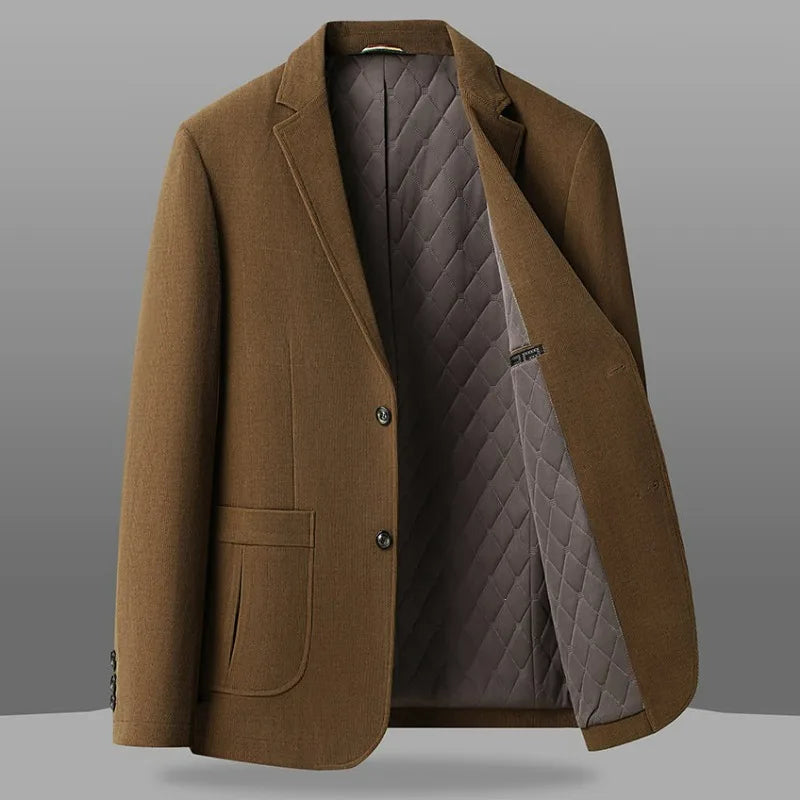 2026 Autumn Winter Men Suit Jacket Thicken Warm Long Sleeve Man Blazer Simple Solid Business Casual Male Outerwear