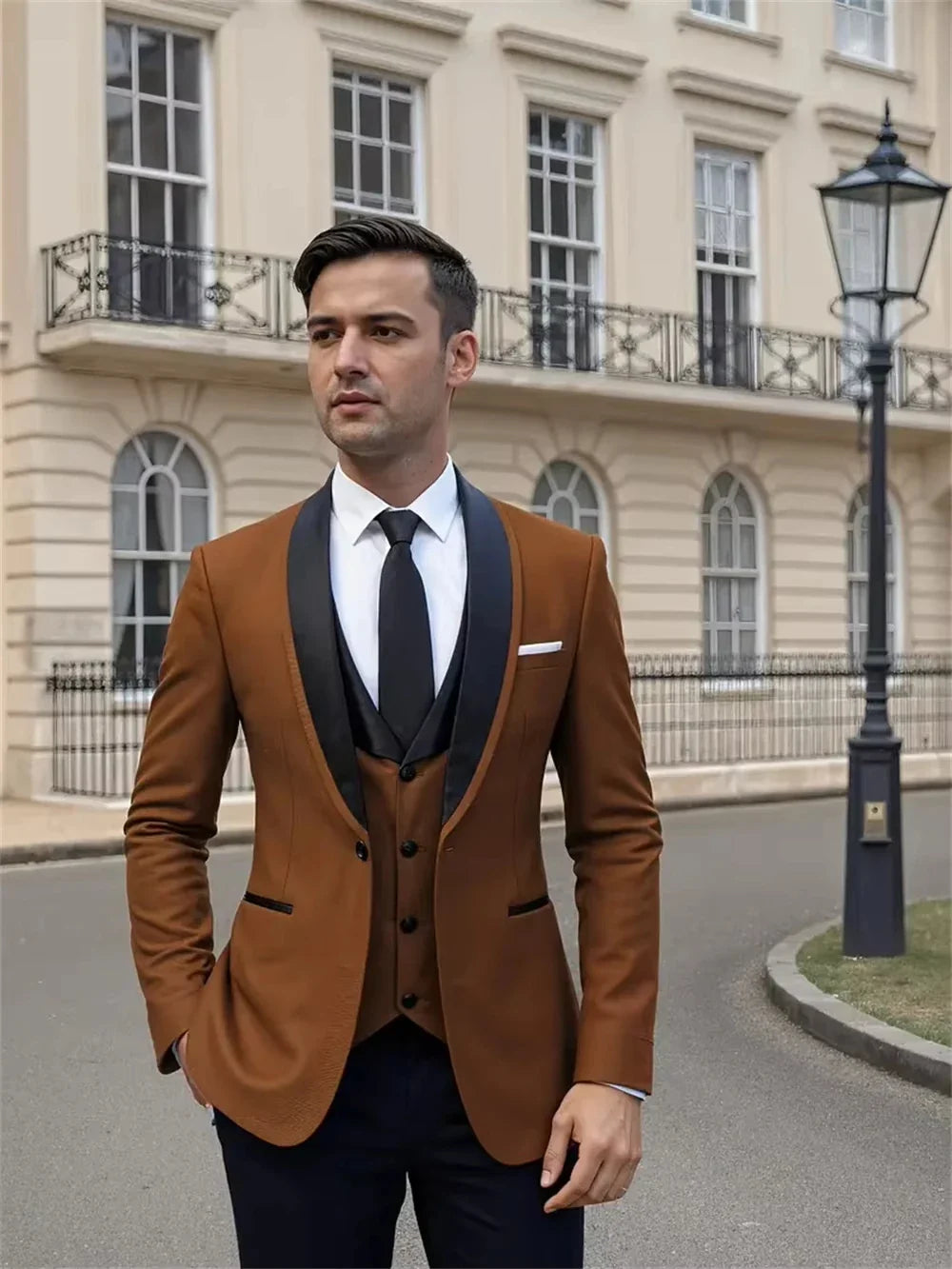 Wedding Men's Suits 3 Pieces Slim Fit Banquet Casual Wedding Suit Single Breasted Lapel (Jacket+Vest+Pants)