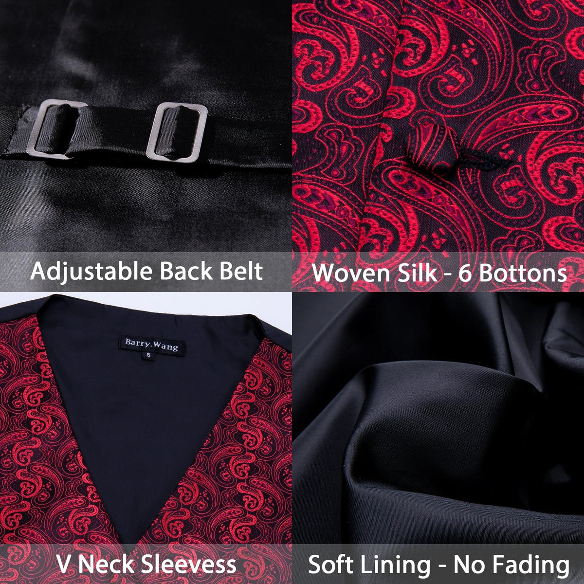 Men's Vest Paisley V-Neck Single Breasted Formal Waistcoat for Wedding Business Party