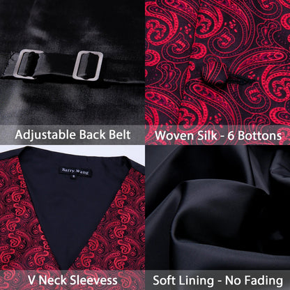 Men's Vest Paisley V-Neck Single Breasted Formal Waistcoat for Wedding Business Party