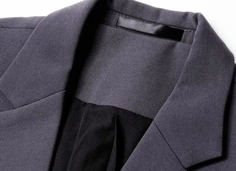 Men's Loose HK Style Plaid Blazer Wrinkle-Free Spring Autumn Casual Jacket