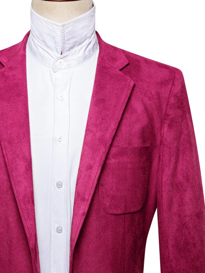 Vintage Mens Suede Blazer Jacket Casual Business Single Breasted Suit Coat Long Sleeve Patch Pocket Blazer for Office Streetwear