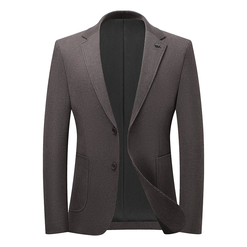 Men's Checkered Blazer – Smart Casual Single Breasted Brown Jacket for Spring & Autumn