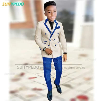 Fashion Suit For Boys Evening Dinner Tailor-made High Quality Outfits Fashion Children Double Breasted Blazer Pants Two Pieces