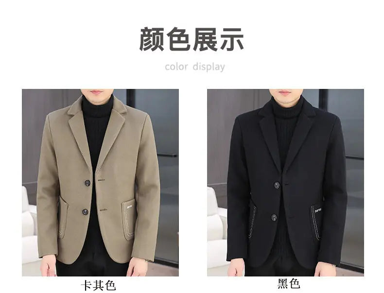 Blazer Men Fashion, Business Gentleman, Groom, Professional Gentleman, Fitted, Casual, Woolen and Cotton Dress, High-end Blazer
