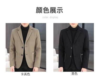 Blazer Men Fashion, Business Gentleman, Groom, Professional Gentleman, Fitted, Casual, Woolen and Cotton Dress, High-end Blazer