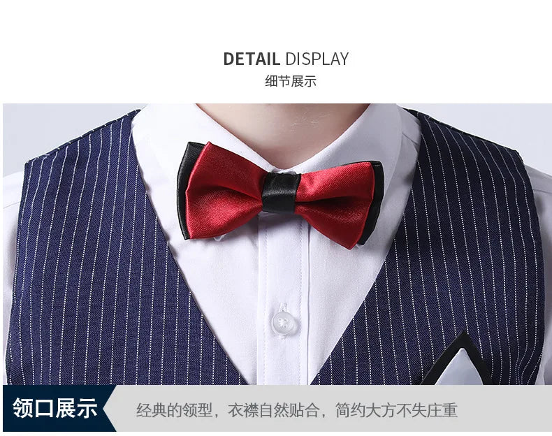 Boys Summer Wedding Suit Kids 1Year Birthday Vest Pants 2PCS Formal Suit Child Party Ceremony Costume Teenager Photography Suit