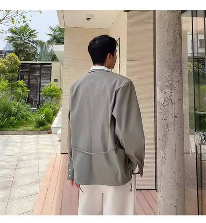 Collar Double 2026 Contrast Spring Layer New Color Casual Blazer Coat Men's Fashion Handsome Elegant Male Clothes JY8406