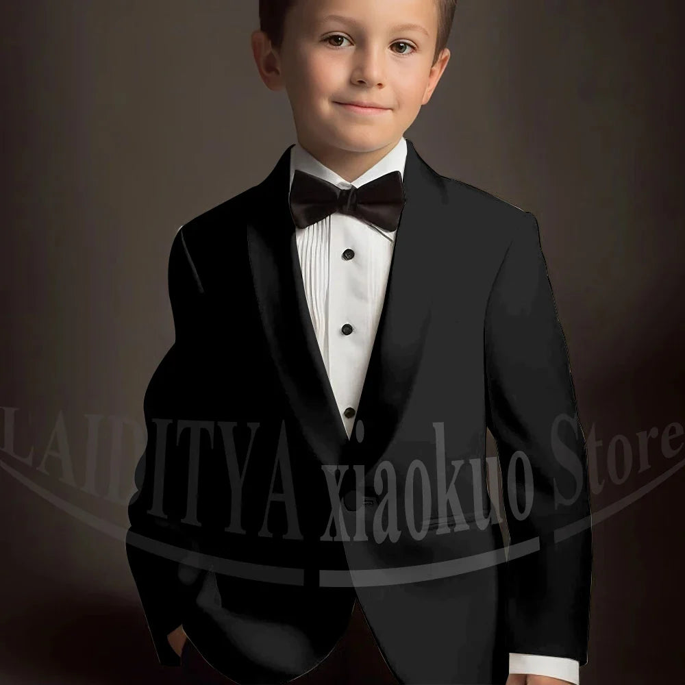 Chic Suits for Boy Cute Shawl Lapel One Button Blazer with Pants Party Costume Wedding Tuxedos 2 Piece Fashion Kids Clothes