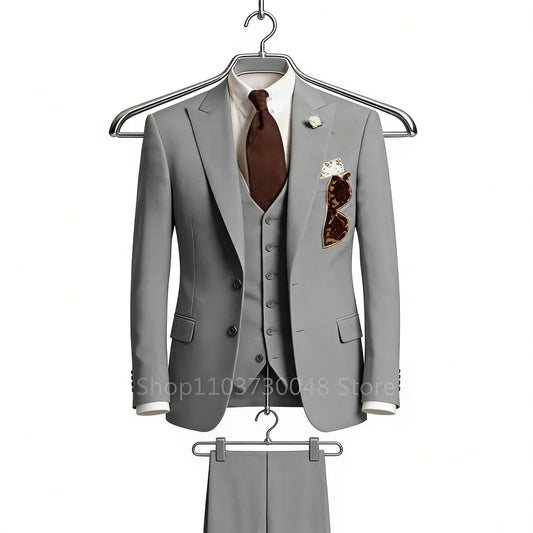 Men's Slim Fit 3 Piece Suit for Wedding and Formal Occasions – Single Breasted Blazer, Vest & Trousers