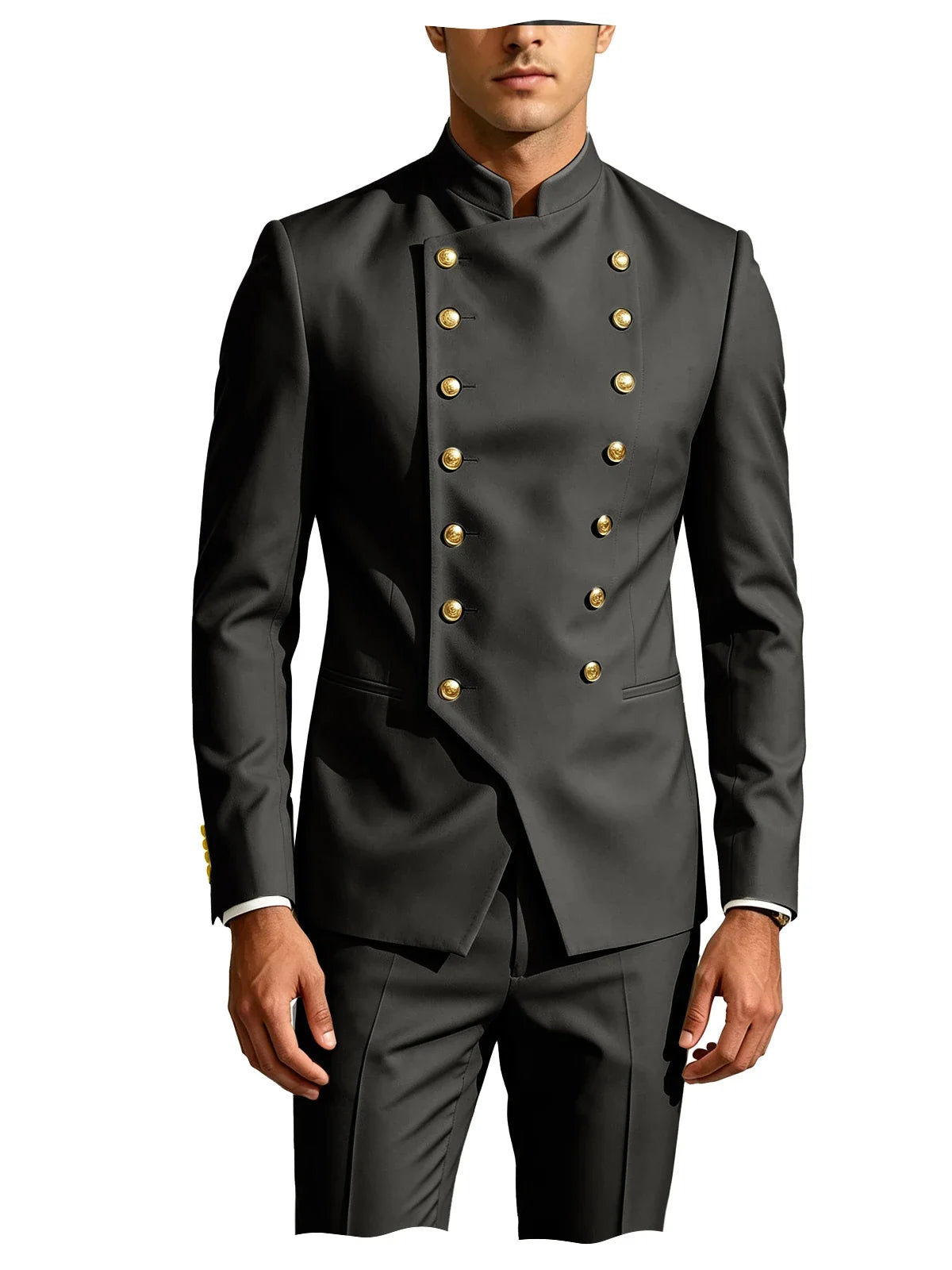 Men's Suit 2-Piece Double Breasted Slim Fit Blazer Pants Set for Wedding