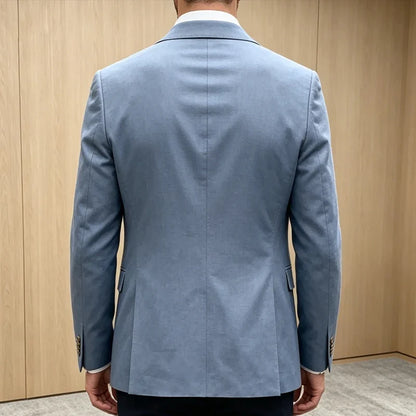 Men's Linen Blazer Notch Lapel Double Breasted Loose Fit Jacket Breathable Lightweight Business Outerwear Coat for Spring Summer