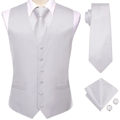 Men's Suit Vest 4-Piece Set – Solid Violet Lilac Woven Waistcoat for Weddings & Business Formal