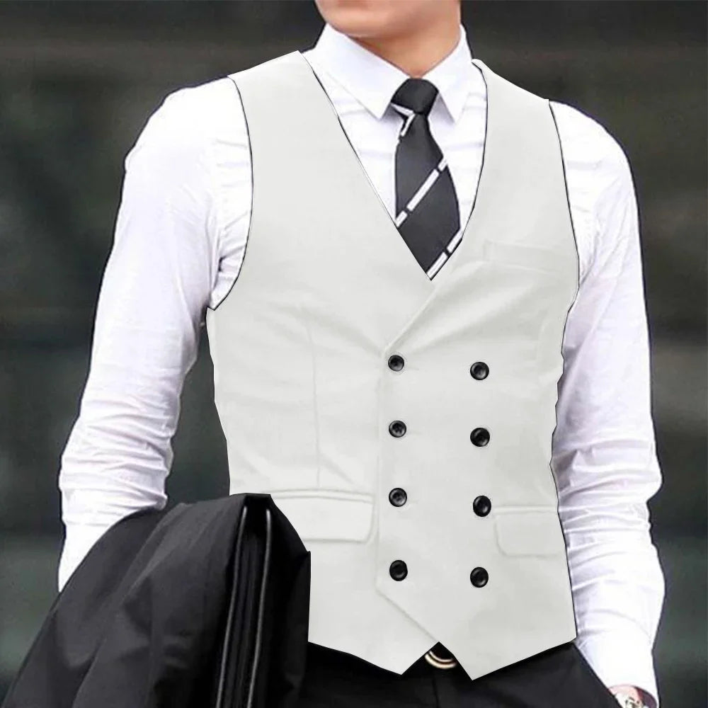 Men's Suit Vest Double Breasted Waistcoat for Wedding Business Formal Occasions