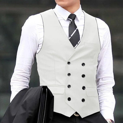 Men's Suit Vest Double Breasted Waistcoat for Wedding Business Formal Occasions