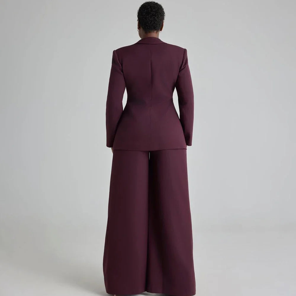 Modern Women 2 Piece Suit Set Single Button Loose Fit Jacket Pants Customized Formal Business Lady Power Outerwears