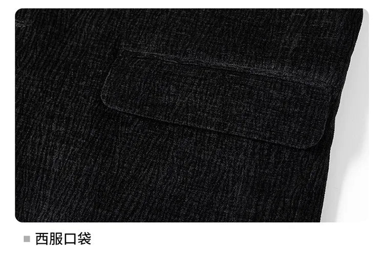 Men's Smart Casual Single Breasted Slim Fit Suit Set – Dark Gray & Black