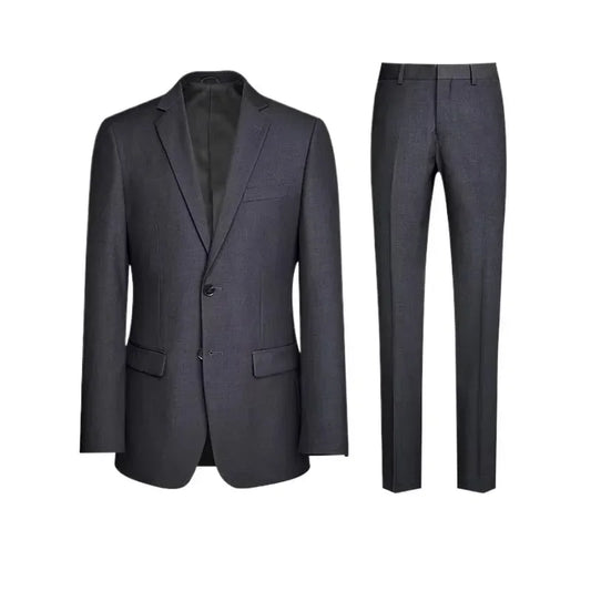 Men's Slim Fit Suit Smart Casual Solid Color Single Breasted Blazer and Pants for Wedding and Business