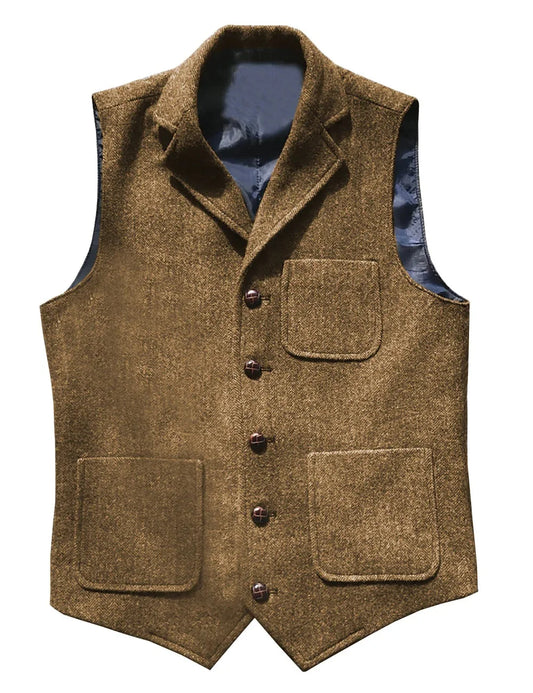 Men's Vest Single Button Waistcoat with Lapel Pocket for Weddings and Formal Occasions – Multiple Colors
