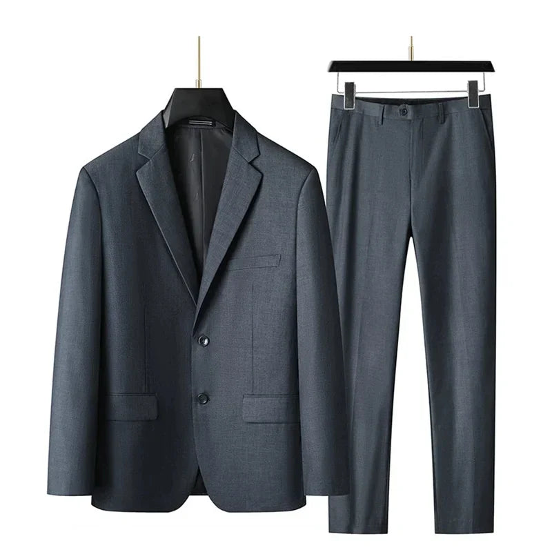 Men's 2-Piece Suit Notch Lapel Single Breasted Blazer with Flap Pockets for Business, Wedding & Formal Occasions