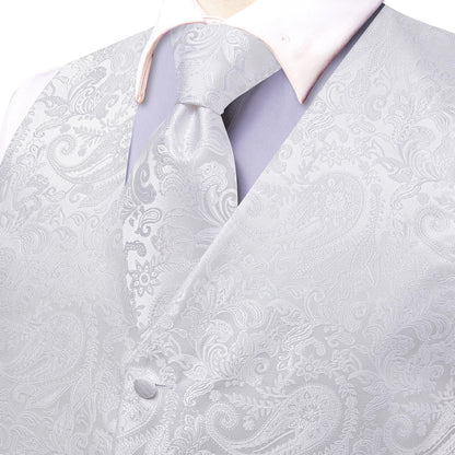 Men's Suit Vest Set – Floral Waistcoat with Tie, Hanky & Cufflinks for Weddings & Formal Events