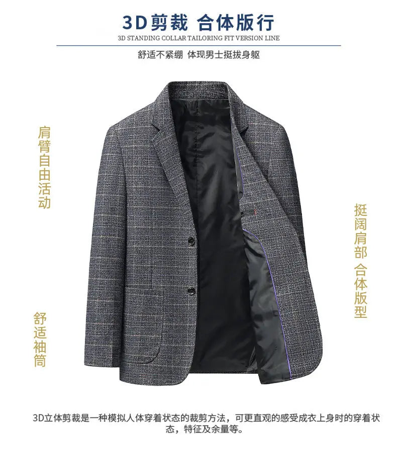 Blazer Autumn and Winter Men's Fashion Business Outdoor Travel Checkered Wedding Youth Slimming Casual High Formal Wear Blazer
