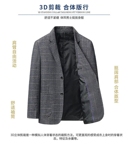 Blazer Autumn and Winter Men's Fashion Business Outdoor Travel Checkered Wedding Youth Slimming Casual High Formal Wear Blazer