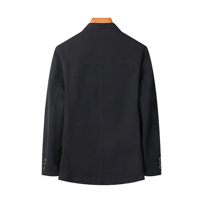 Blazer Man Retro Turn Down Collar Single-breasted Men Suit Coat Loose Pocket Long Sleeve Versatile Male Casual Outerwear
