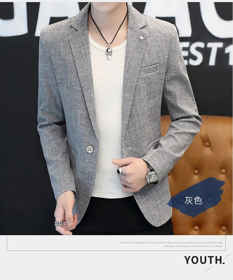 Blazer: Outdoor Fashion, Business-style, Gentleman's Wedding Host, Campus Casual, Relaxed, Korean-style, Youthful Men's Blazer