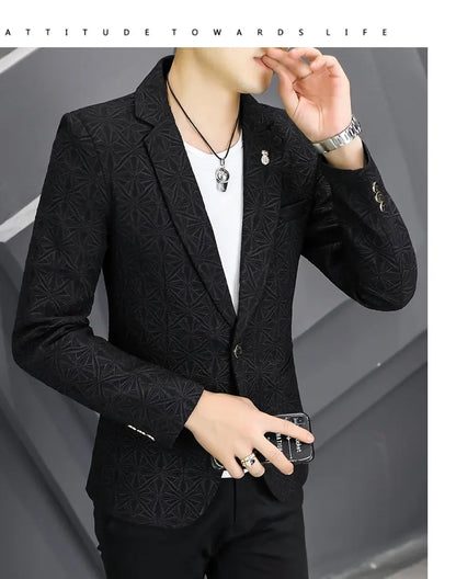 Men's Slim Fit Stand Collar Blazer | Smart Casual Single Breasted Jacket for Men | White, Black & Khaki