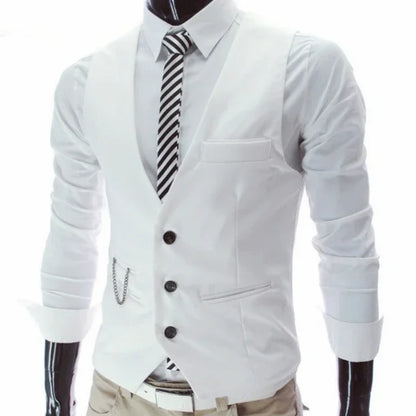 Slim Fit Men's Suit Vest Single Breasted for Business and Smart Casual – Black, Grey, Navy and Burgundy