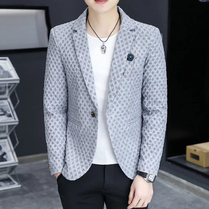 High Quality Suit Jacket Men Slim Fit Long Sleeve Casual Blazers Korean Fashion Streetwear Social Suit Jacket Men Clothing 2025